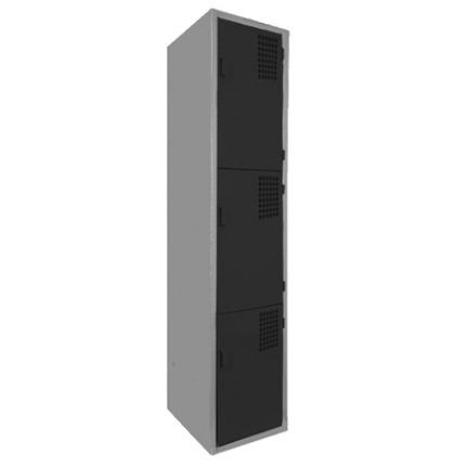 locker metálico 3 puertas negro